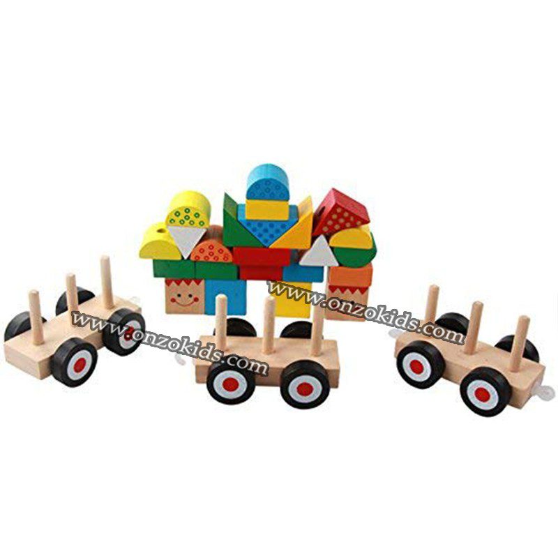 Trois trains éducatifs Forme de blocs de construction – Image 2