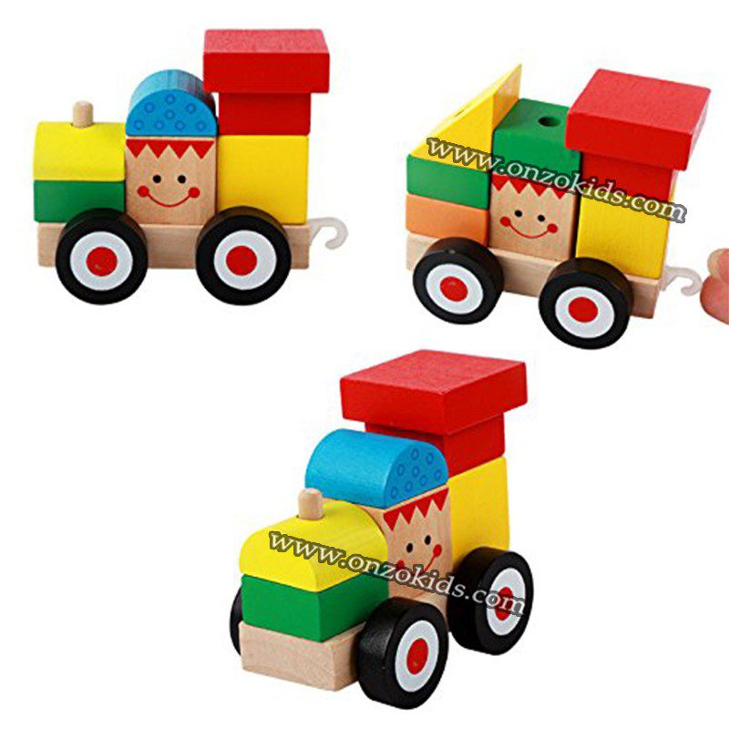 Trois trains éducatifs Forme de blocs de construction – Image 7