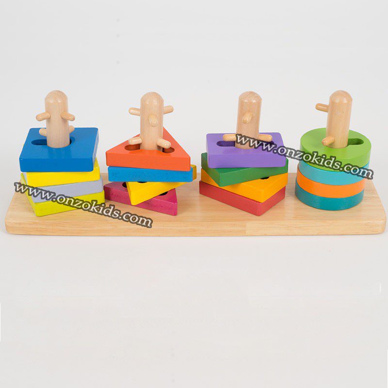 Jouet géométrique en bois | Jeu de logique avec 16 formes. – Image 2