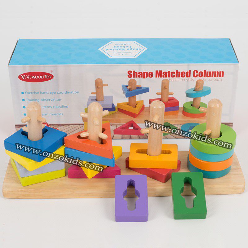 Jouet géométrique en bois | Jeu de logique avec 16 formes. – Image 3