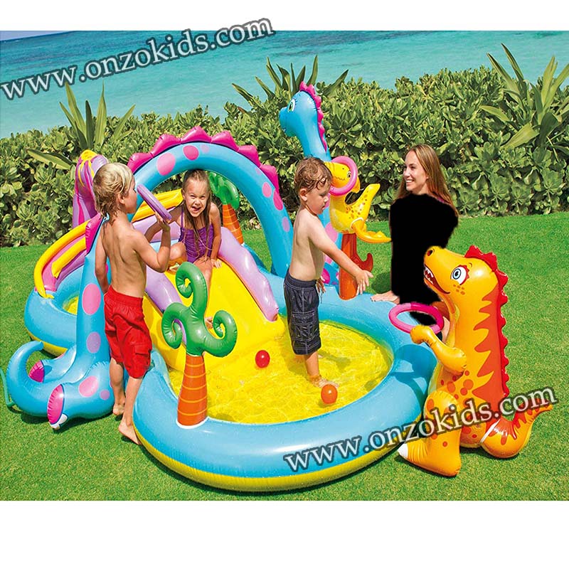 Piscine gonflable Dinoland avec toboggan 302 x 229 x 112 cm -INTEX