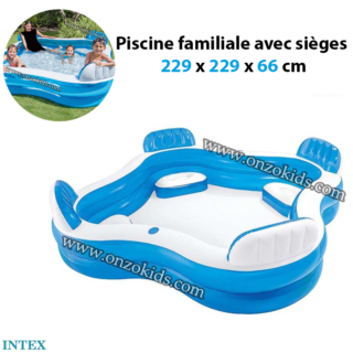 Piscine familiale avec sièges 229 x 229 x 66 cm - Intex