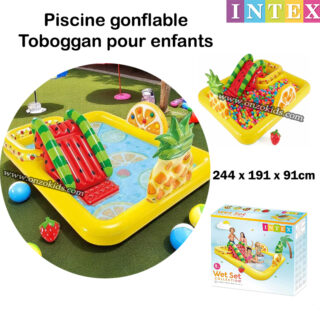 Piscine gonflable avec toboggan pour enfants 244 x 191 x 91 cm