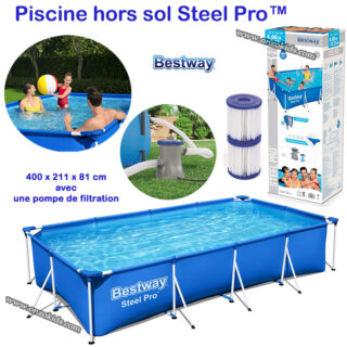 Piscine hors sol Steel Pro™ 400 x 211 x 81 cm avec pompe de filtration - Bestway