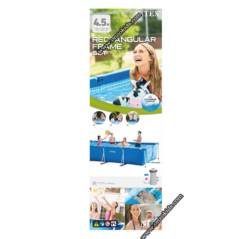 Piscine Metal frame rectangulaire tubulaire 450x 220x 84cm avec pompe de filtration - Intex – Image 7