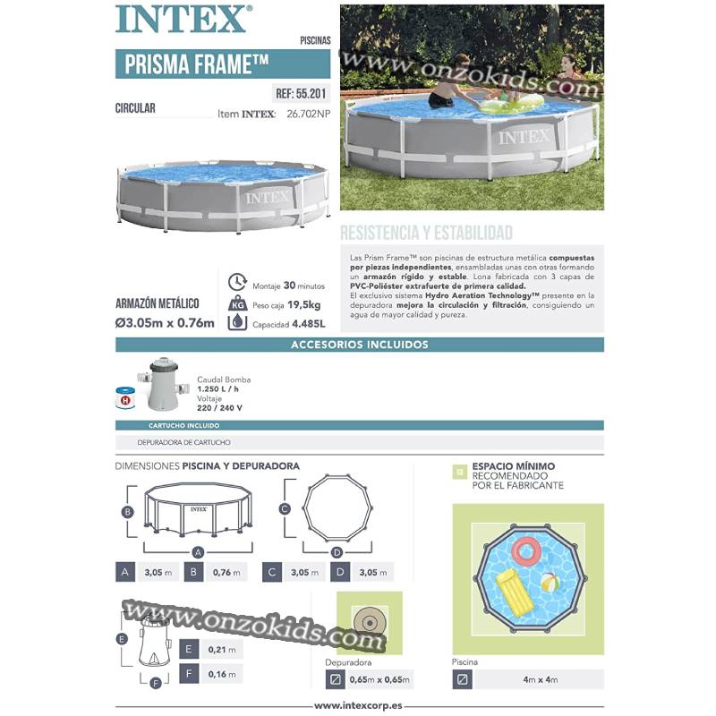 Piscine hors sol Ronde tubulaire 305 x 76 cm avec pompe de filtration - Intex – Image 6