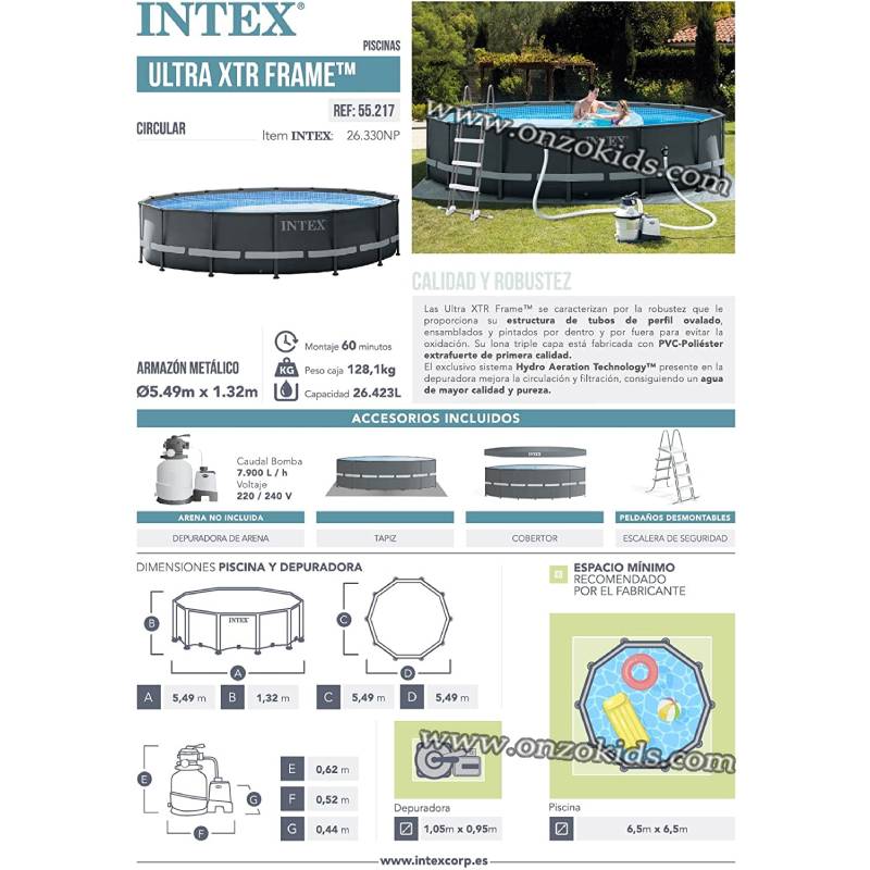 Piscine tubulaire ronde avec accessoires 549 x 132 cm | Intex – Image 10