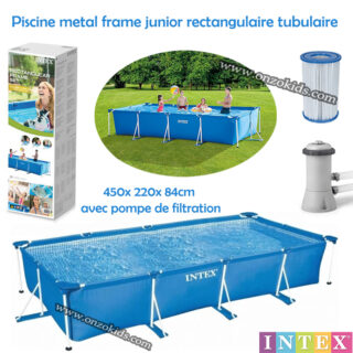 Piscine Metal frame rectangulaire tubulaire 450x 220x 84cm avec pompe de filtration - Intex