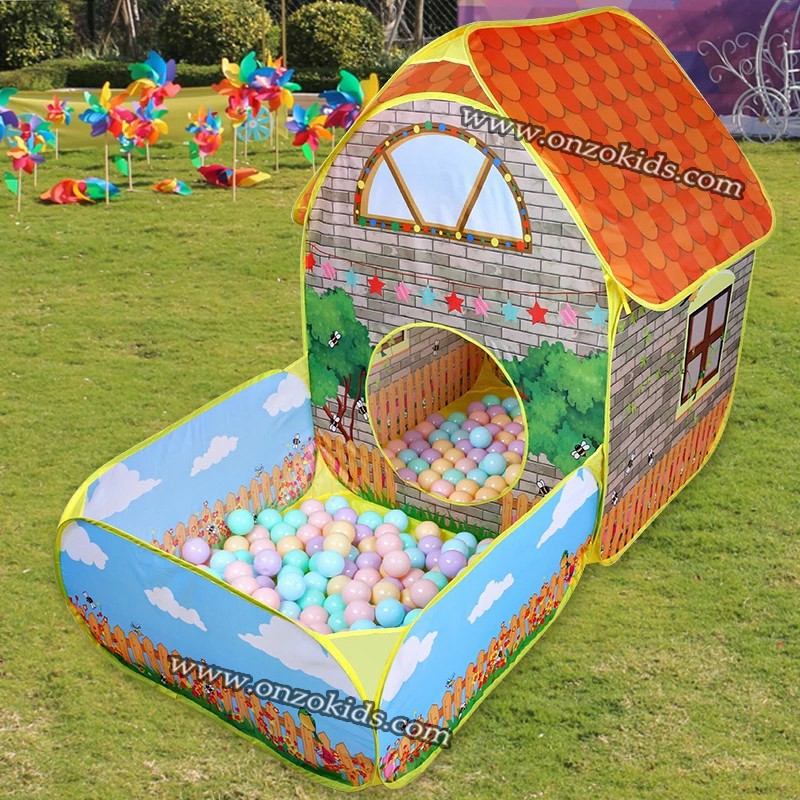 Tente de jeu pliante avec cour et jardin pour enfants avec 60 Balles – Image 2