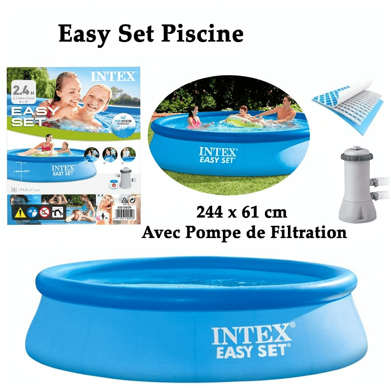 Easy Set Piscine 244 x 61 cm Avec Pompe de Filtration - Intex