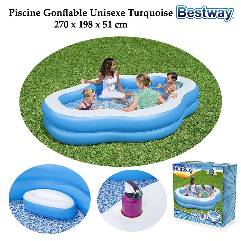 Piscine Gonflable Unisexe Turquoise 270 x 198 x 51 cm - Bestway