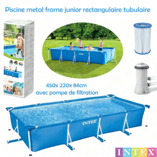 Piscine hors sol tubulaire 450x 220x 84cm avec pompe de filtration - Intex