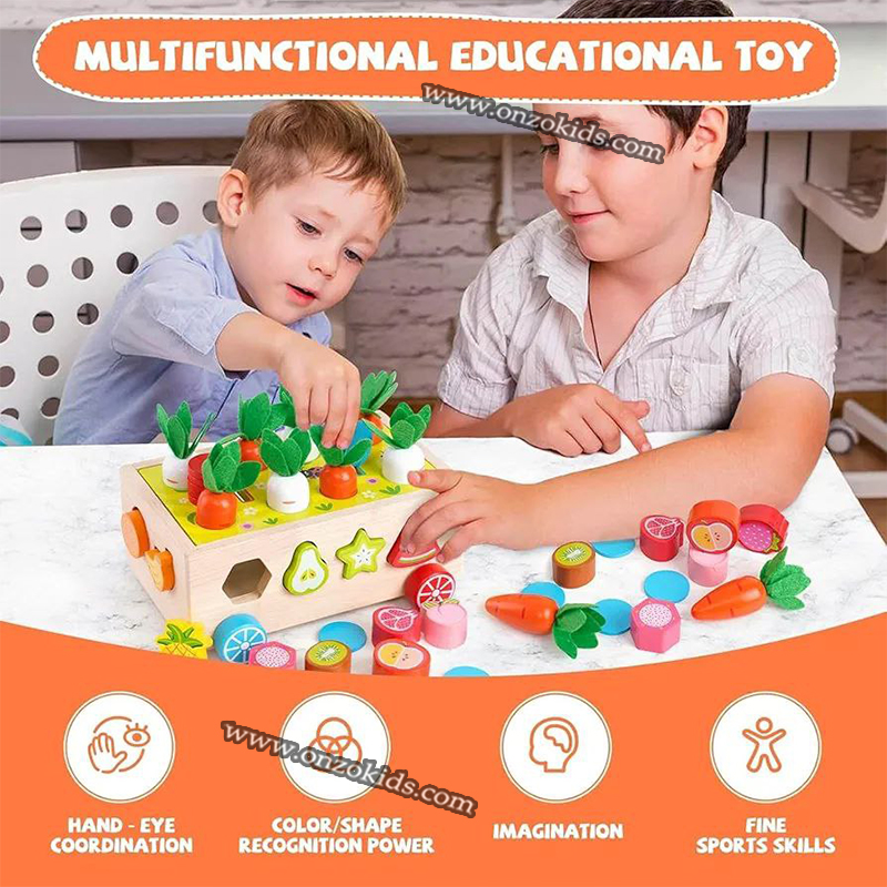 jouet de motricité en bois, récolte de carotte 3en1 pour enfant – Image 6