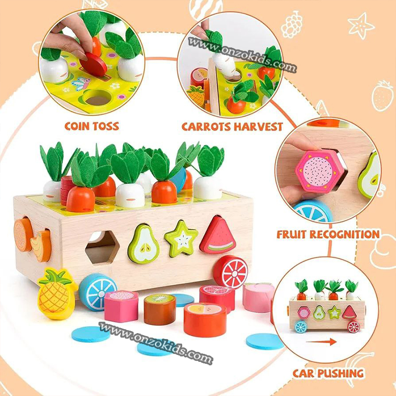 jouet de motricité en bois, récolte de carotte 3en1 pour enfant – Image 5