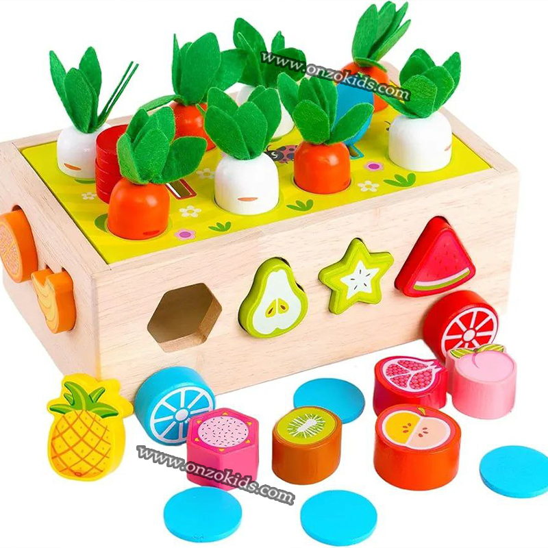 jouet de motricité en bois, récolte de carotte 3en1 pour enfant – Image 4