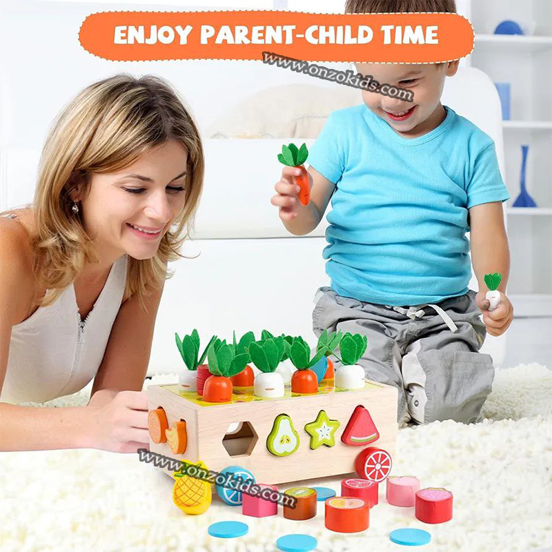 jouet de motricité en bois, récolte de carotte 3en1 pour enfant – Image 3