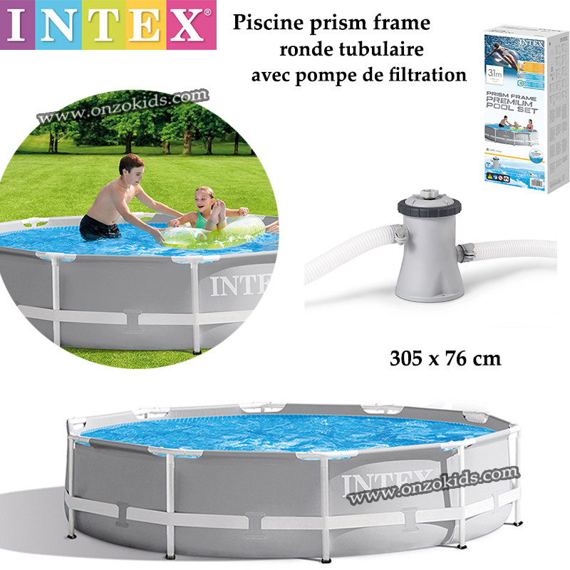 Piscine hors sol Ronde tubulaire 305 x 76 cm avec pompe de filtration - Intex