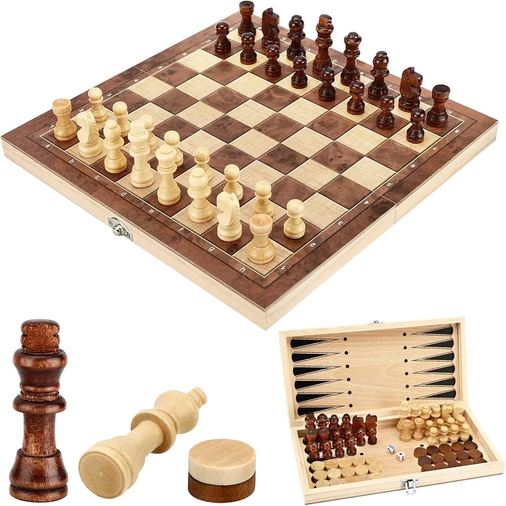 Jeu d’Échecs en Bois Pliable