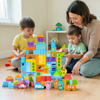 Blocs de Construction Urban Traffic – 100 Pièces En Bois