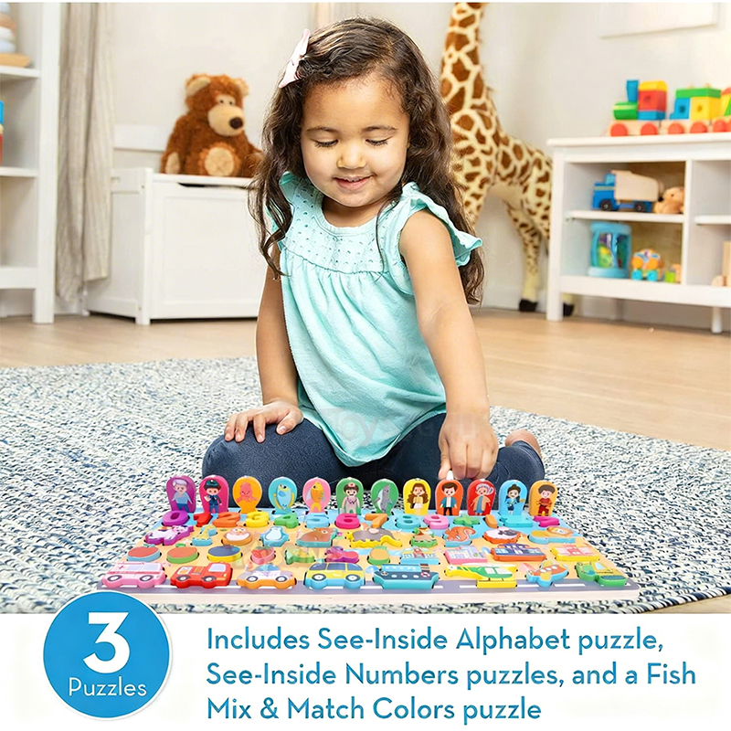 Puzzle en bois 6en1 Toyshine pour enfants – Image 4