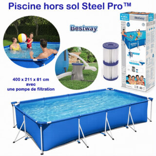 Piscine hors sol 400 x 211 x 81 cm avec pompe de filtration - Bestway