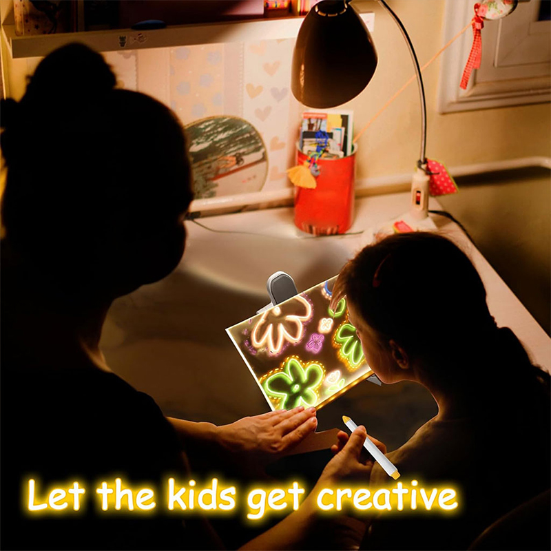 Tableau à Dessin LED coloré avec 4 stylos 30x20cm – Image 3