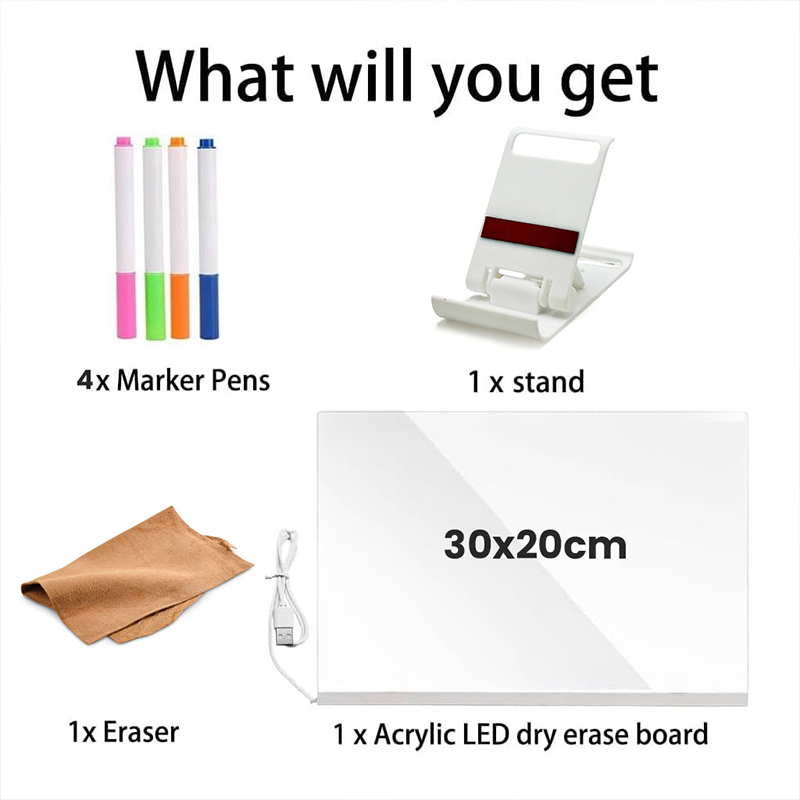 Tableau à Dessin LED coloré avec 4 stylos 30x20cm – Image 2