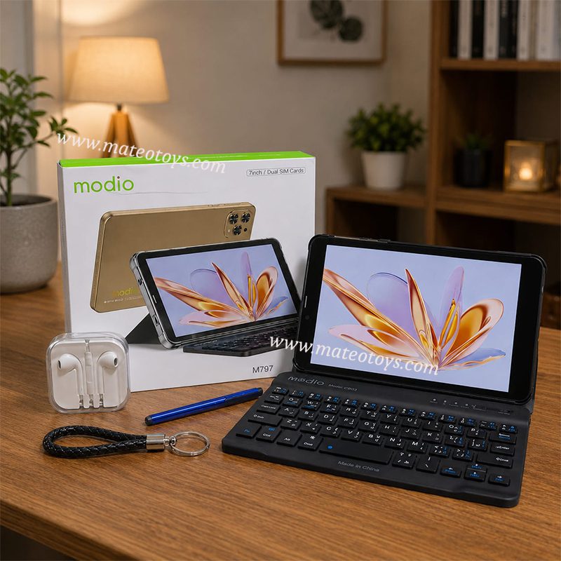 Tablette 7 pouces avec Bluetooth, Double SIM, clavier, écouteurs et stylet - Modio