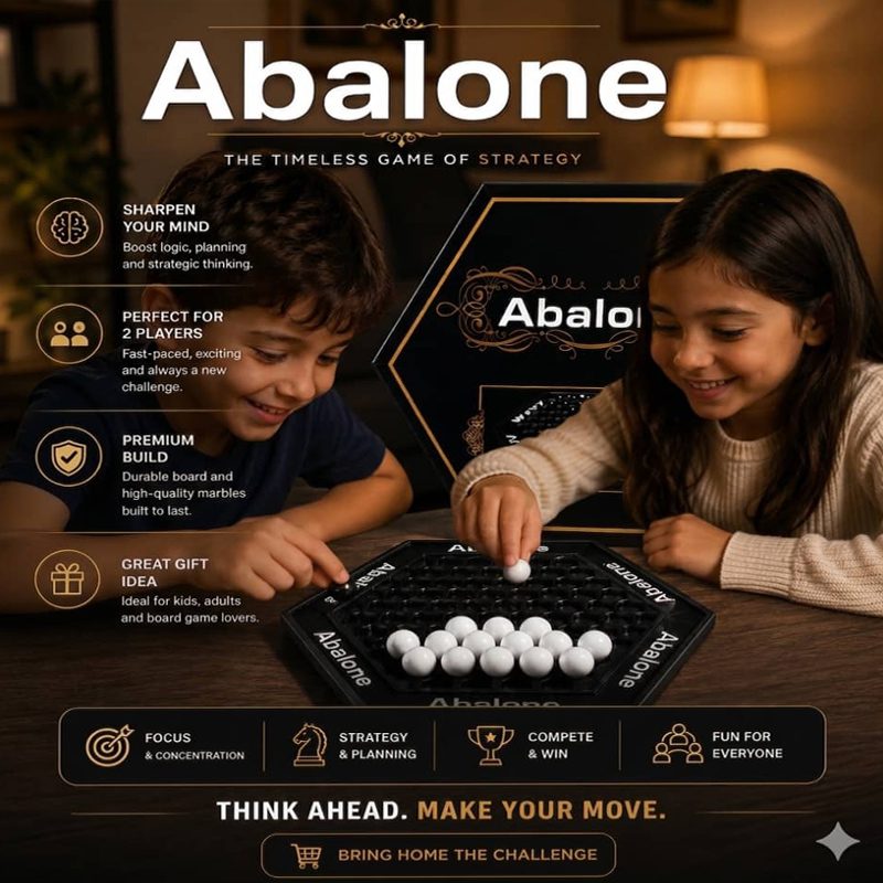 Abalone avec billes noires et blanches pour famille et amis