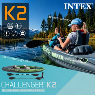 Kayak gonflable Challenger K2 Pour 2 Personnes Avec Rames Et Pompe Incluses – Intex