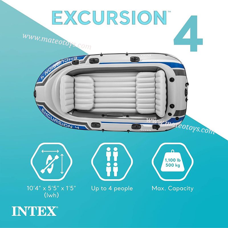 Bateau gonflable Excursion 4 Pour 4 Personnes Avec Rames Et Pompe Incluses – Intex – Image 4