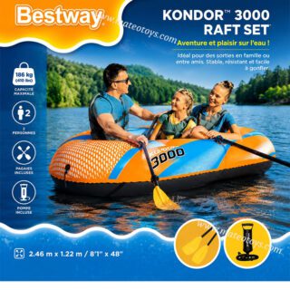 Bateau Gonflable KONDOR 3000 Avec 2 Pagaies et Pompe Intégrée - Bestway