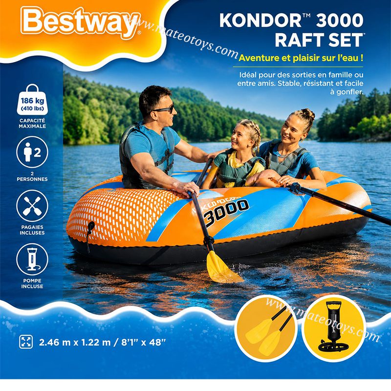 Bateau Gonflable KONDOR 3000 Avec 2 Pagaies et Pompe Intégrée - Bestway