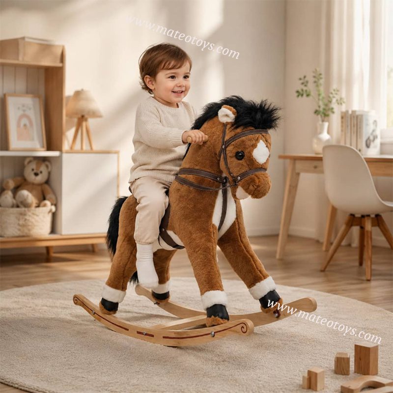 Cheval à Bascule Enfant en Peluche Tornado