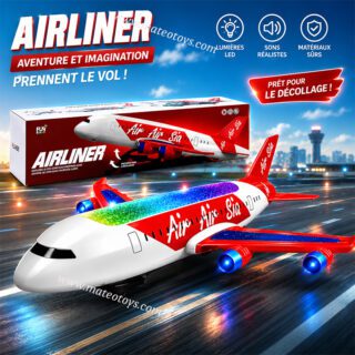 Avion électrique avec lumières LED clignotantes et sons