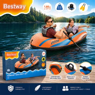 Bateau Gonflable Kondor 2000 avec Rames et Pompe à main 185x97cm 95Kg | Bestway