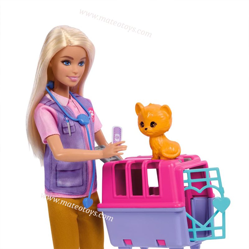 Coffret Poupée Blonde et Accessoires, Sauvetage d'animaux - Barbie – Image 2