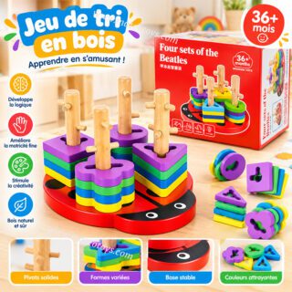 Trieuse Montessori de coccinelles en bois
