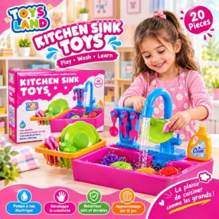 Ensemble d'évier de cuisine réaliste avec accessoires mignons