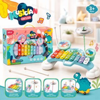 Xylophone Bébé 2En1 Piano Éducatif Dinosaure