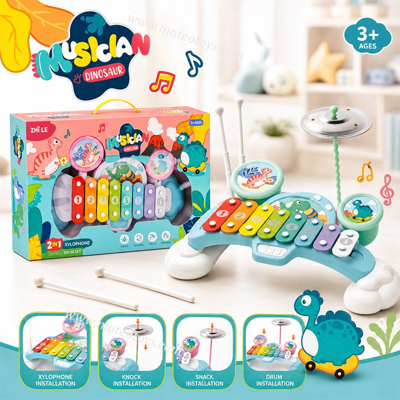 Xylophone Bébé 2En1 Piano Éducatif Dinosaure